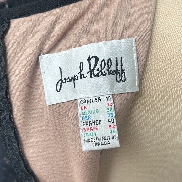 Joseph Ribkoff Black Lace Sequin Dress Nude Lining Ladies Size 10 Stretchy - Picture 9 of 10